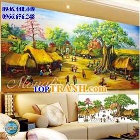Tranh gắn đá chợ quê 1,5m